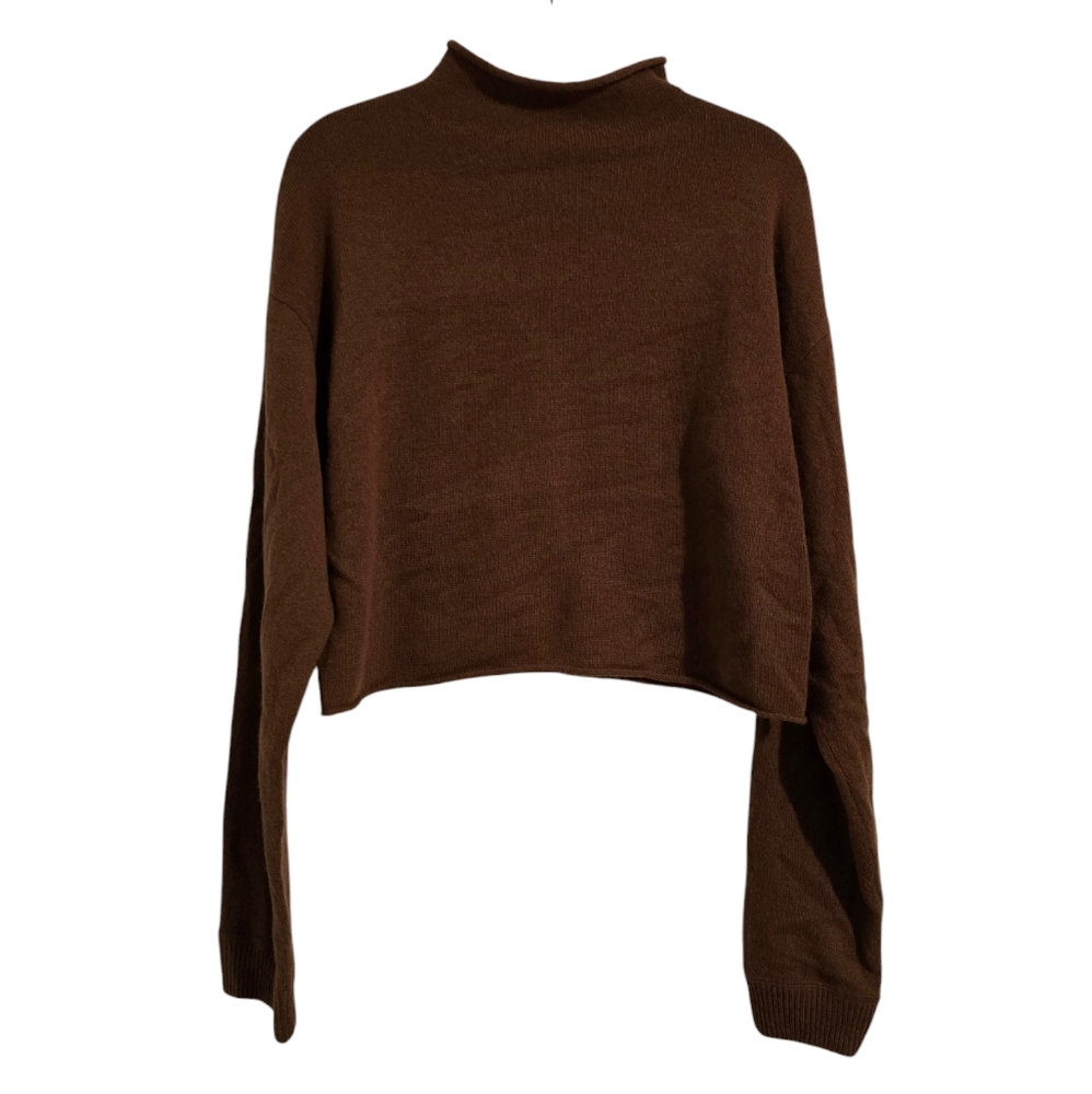 EUC Reformation Cashmere Mockneck Cropped Sweater Brown size L